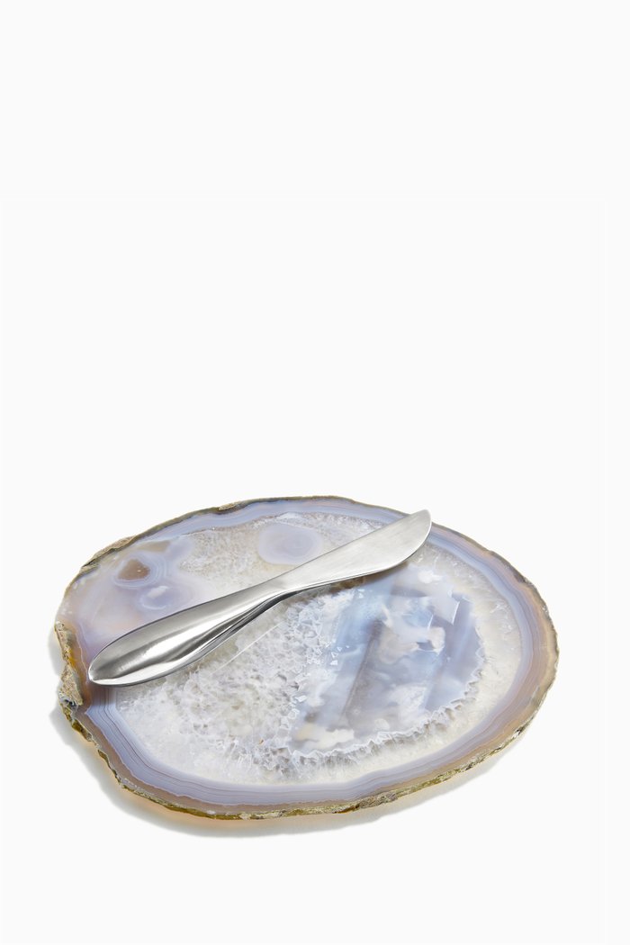 

Silver Ita Cheese Plate With Spreader, Multicolour