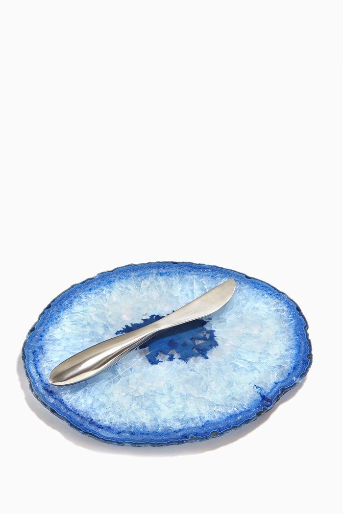 

Silver Ita Azure Cheese Plate With Spreader, Multicolour