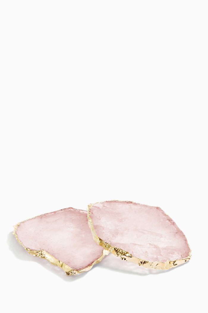 

Gold Kivita Rose-Quartz Coasters, Set Of 2, Multicolour