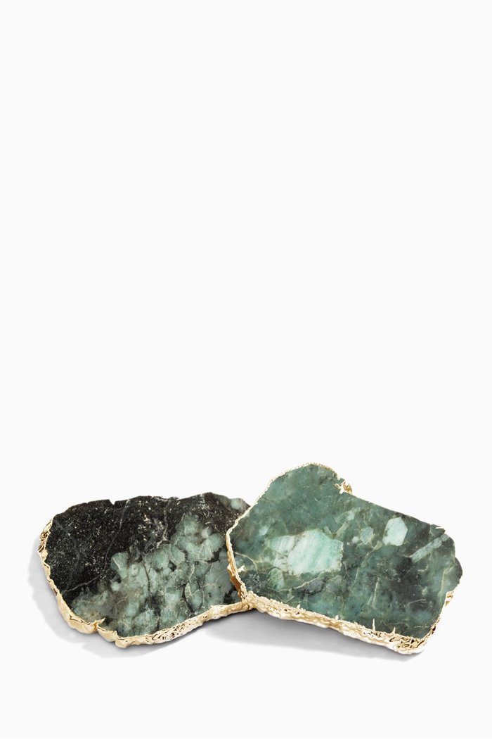 

Gold Kivita Emerald Coasters, Set Of 2, Multicolour