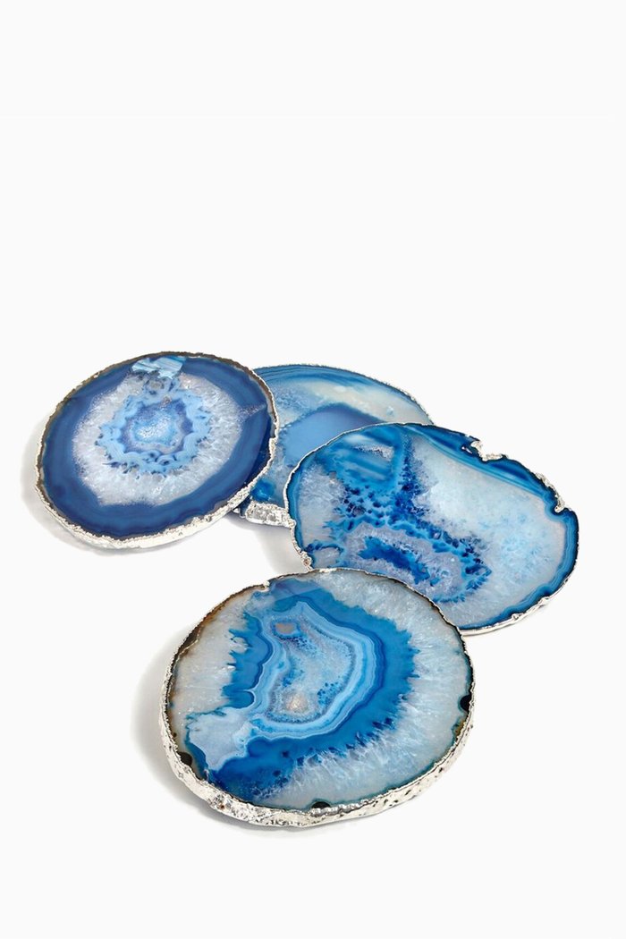Silver Lumino Azure Coasters, Set Of 4, Multicolour