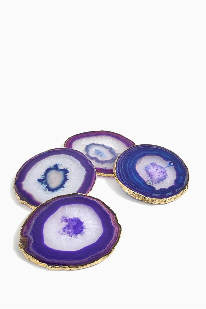 

Gold Lumino Eggplant Coasters, Set Of 4, Multicolour