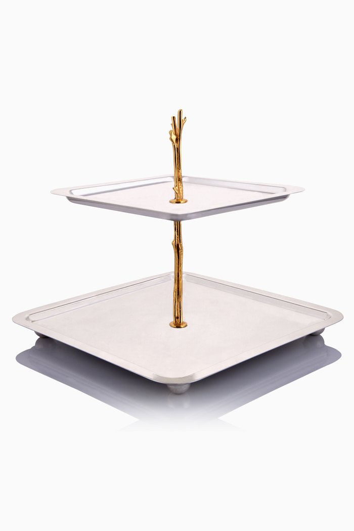 

Gold & Silver Plated 2 Tier Stand, Multicolour