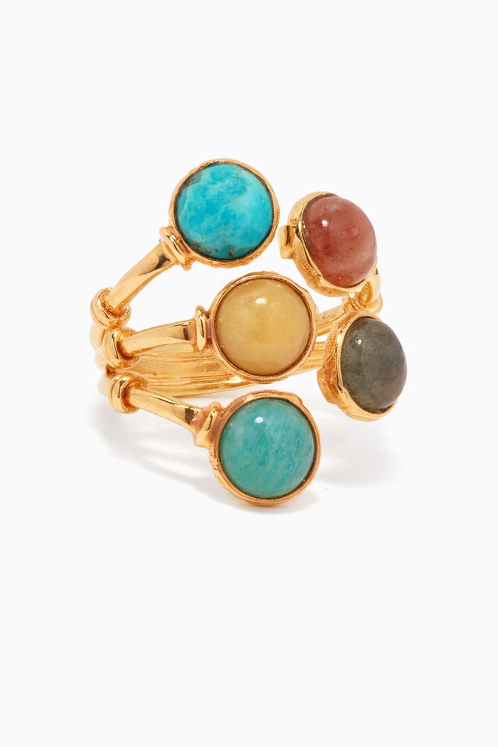 

Blue & Gold Multi-Stone Ring, Multicolour