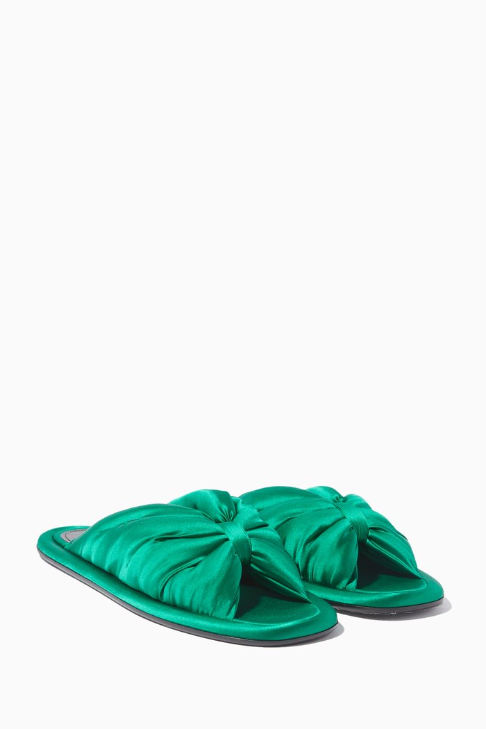 

Green Satin Bow Slides