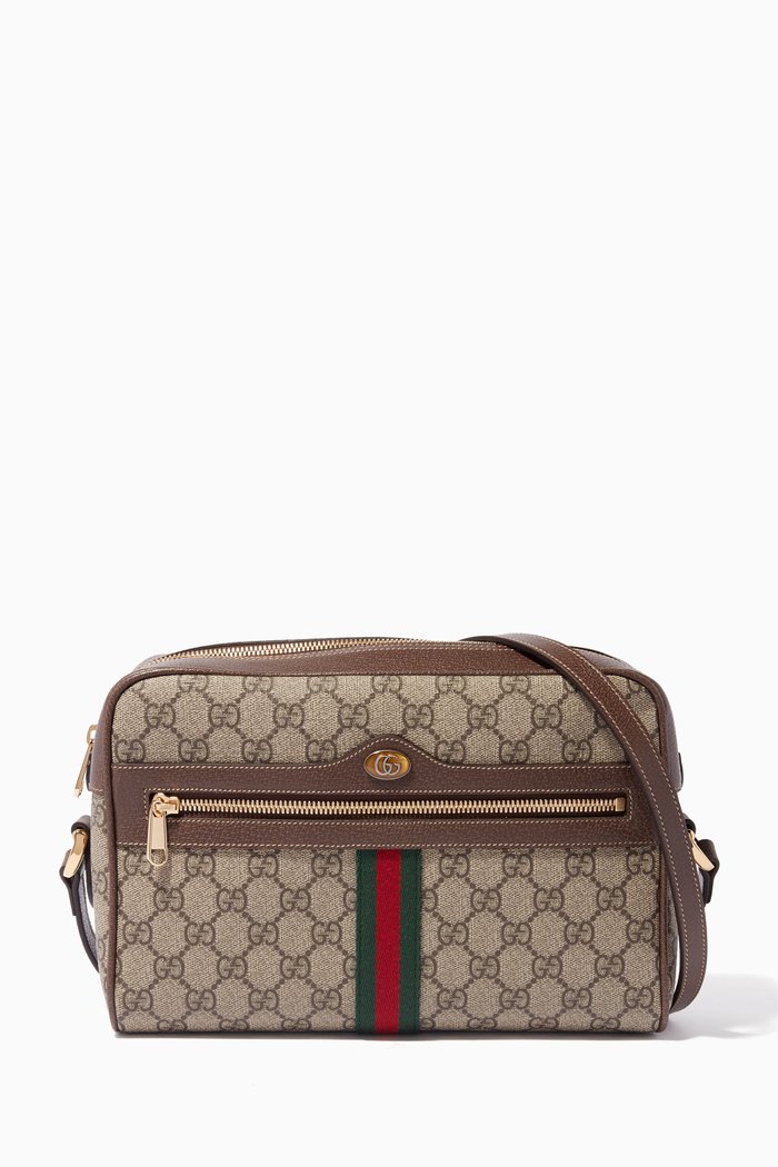 

Beige Ophidia GG Supreme Medium Shoulder Bag, Neutral