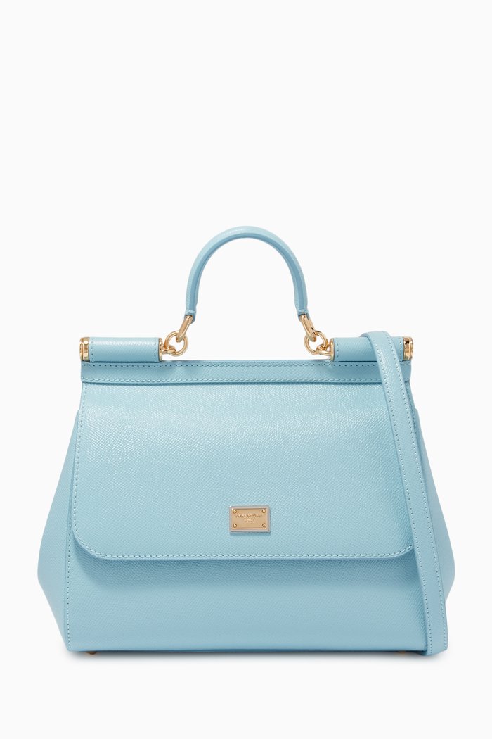 

Medium Sicily Bag in Dauphine Leather, Blue