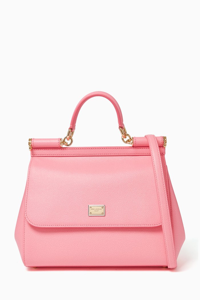 

Medium Sicily Bag in Dauphine Leather, Pink