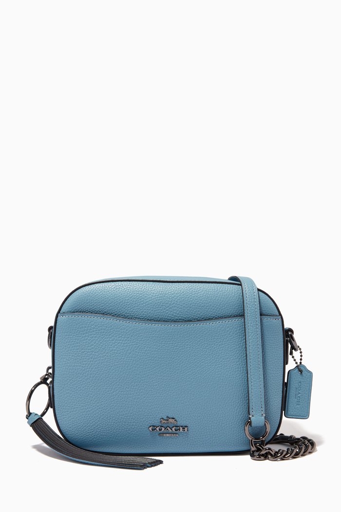 

Camera Bag in Pebble Leather, Blue