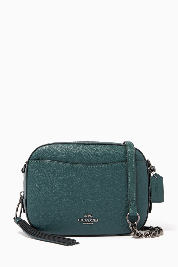 

Camera Bag in Pebble Leather, Green