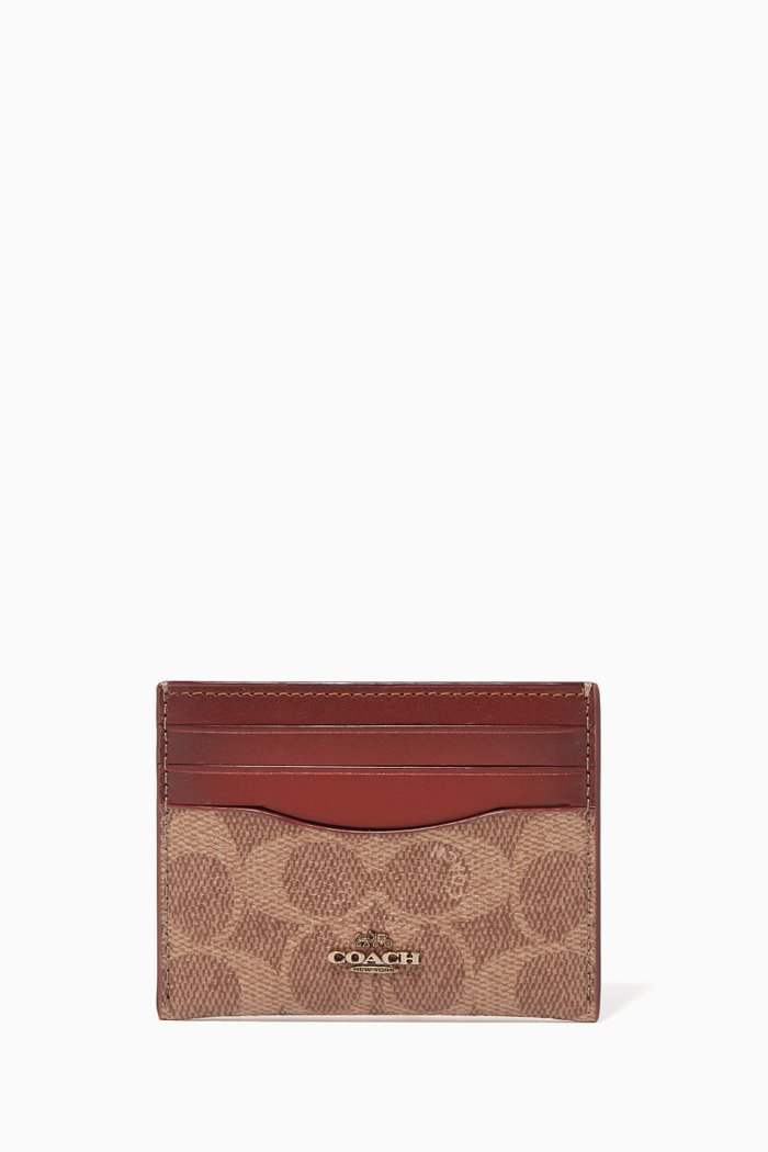 

Rust Colour-Block Signature Card Case, Brown