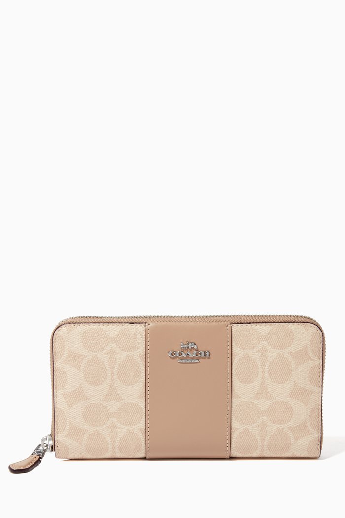

Signature Canvas Accordion Zip Wallet, Brown