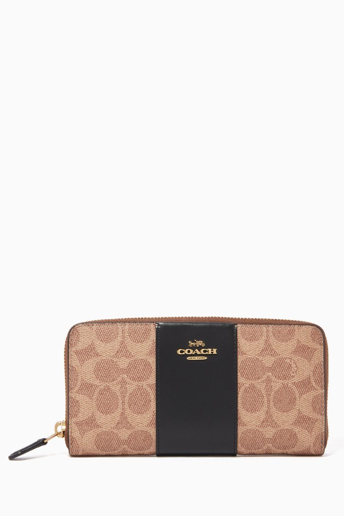 

Colourblock Signature Accordion Zip Wallet, Black