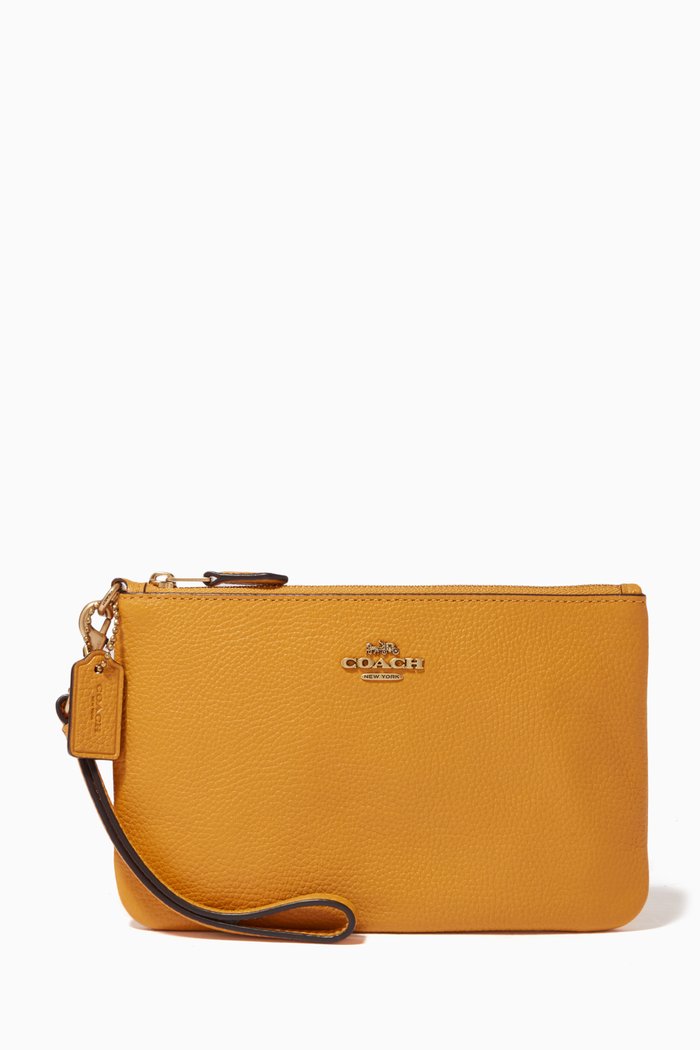 

Small Wristlet in Pebble Leather, Yellow