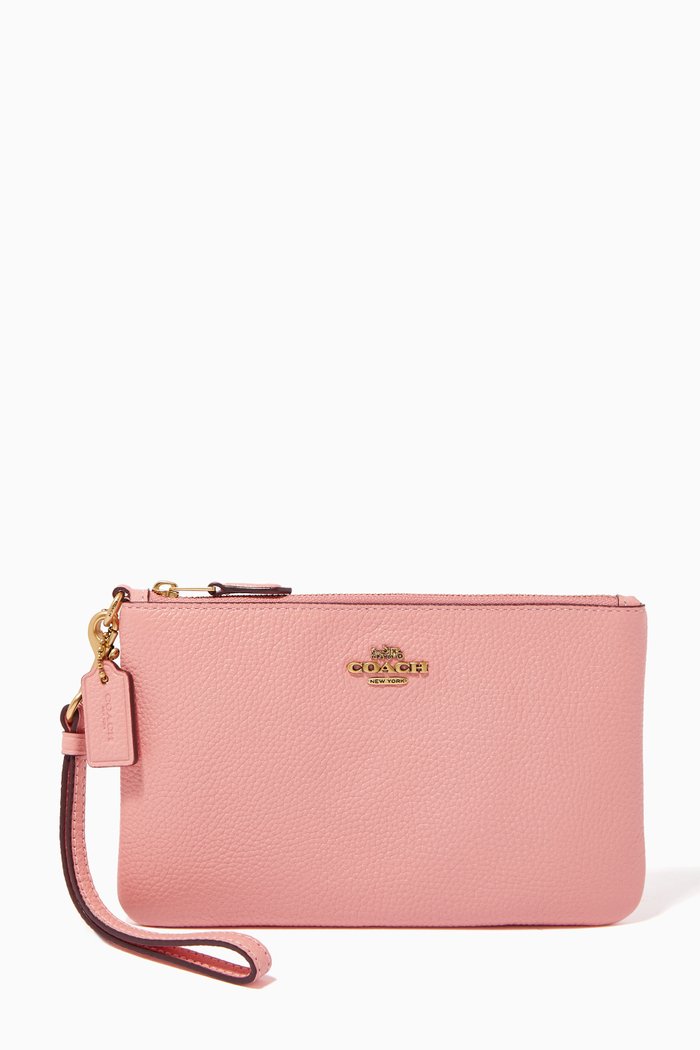 

Small Wristlet in Pebble Leather, Pink