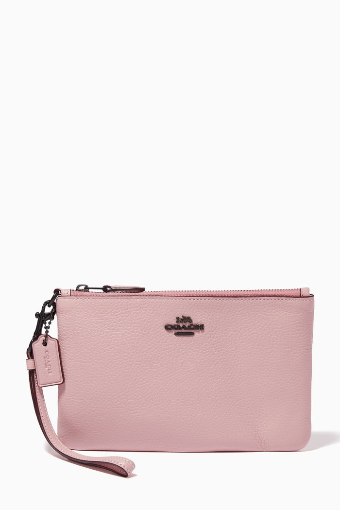 

Small Wristlet in Pebble Leather, Pink