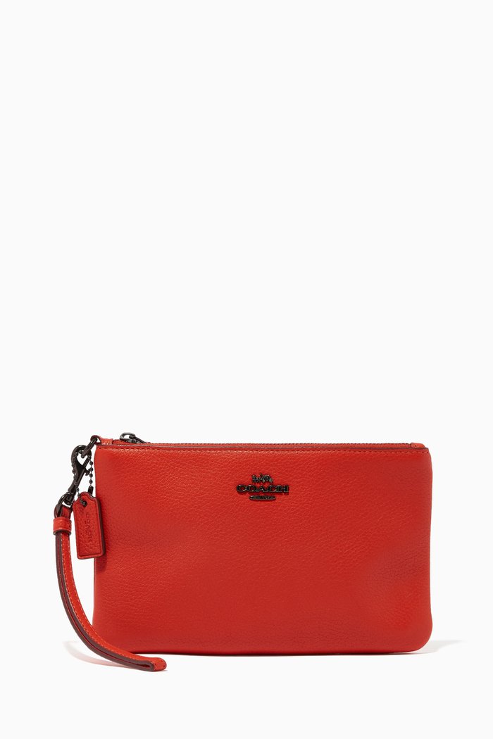 

Small Wristlet in Pebble Leather, Neutral