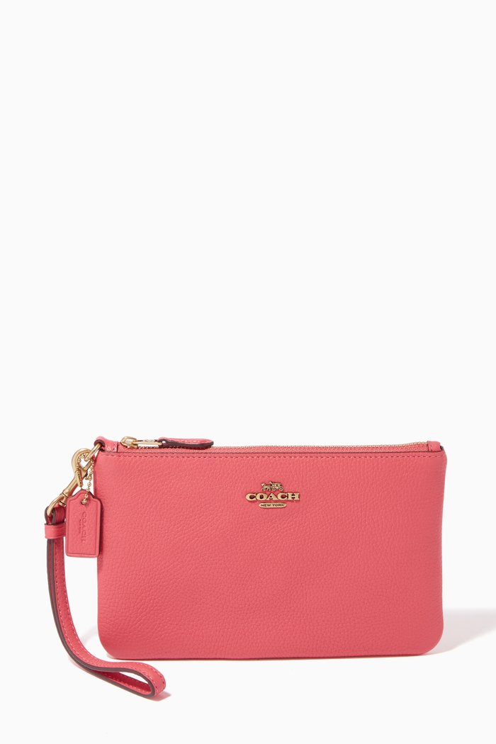 

Small Wristlet in Pebble Leather, Green