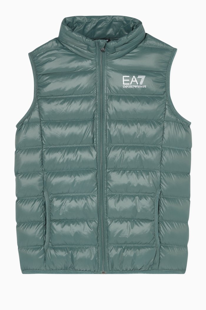 

EA7 High Neck Padded Vest, Brown