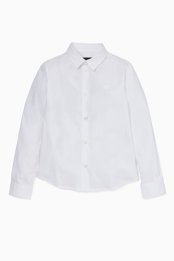 

White Embroidered-Logo Shirt