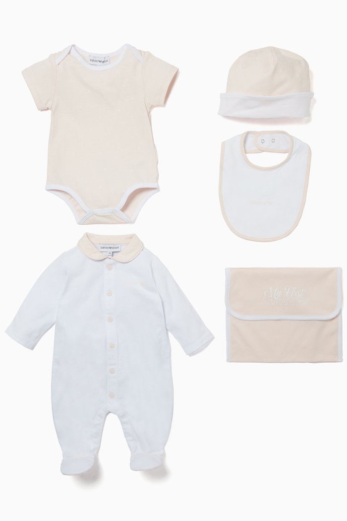 

Five-Pack White & Pink Baby Girl Gift Set