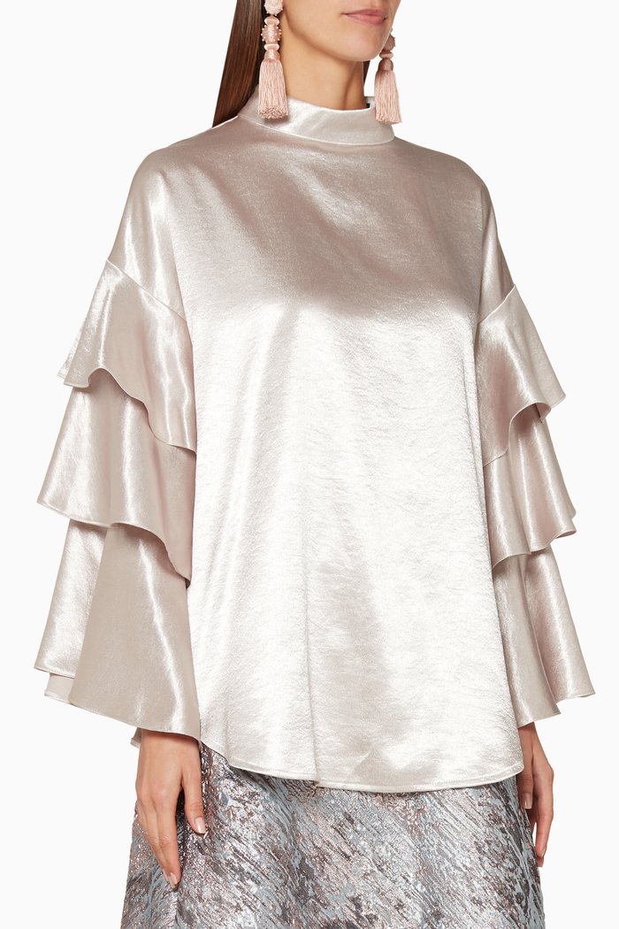 

Grey Ruffled-Sleeve Top
