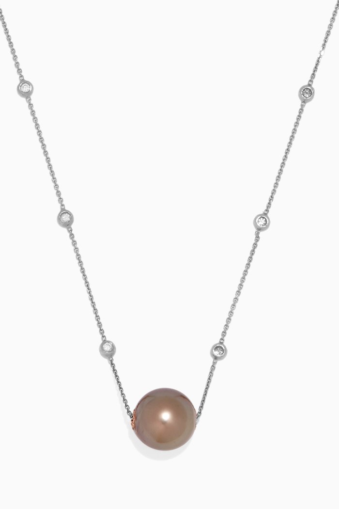 Pearl & Diamond White Gold Necklace, Silver