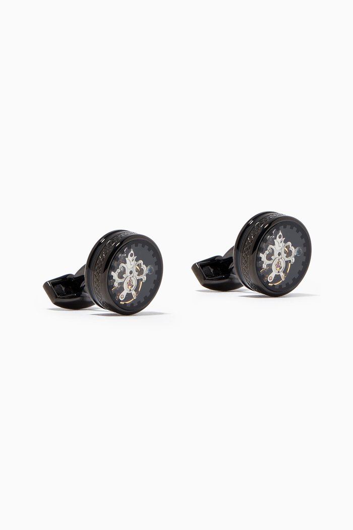 

Single Tourbillon Gear Cufflinks in Brass, Black