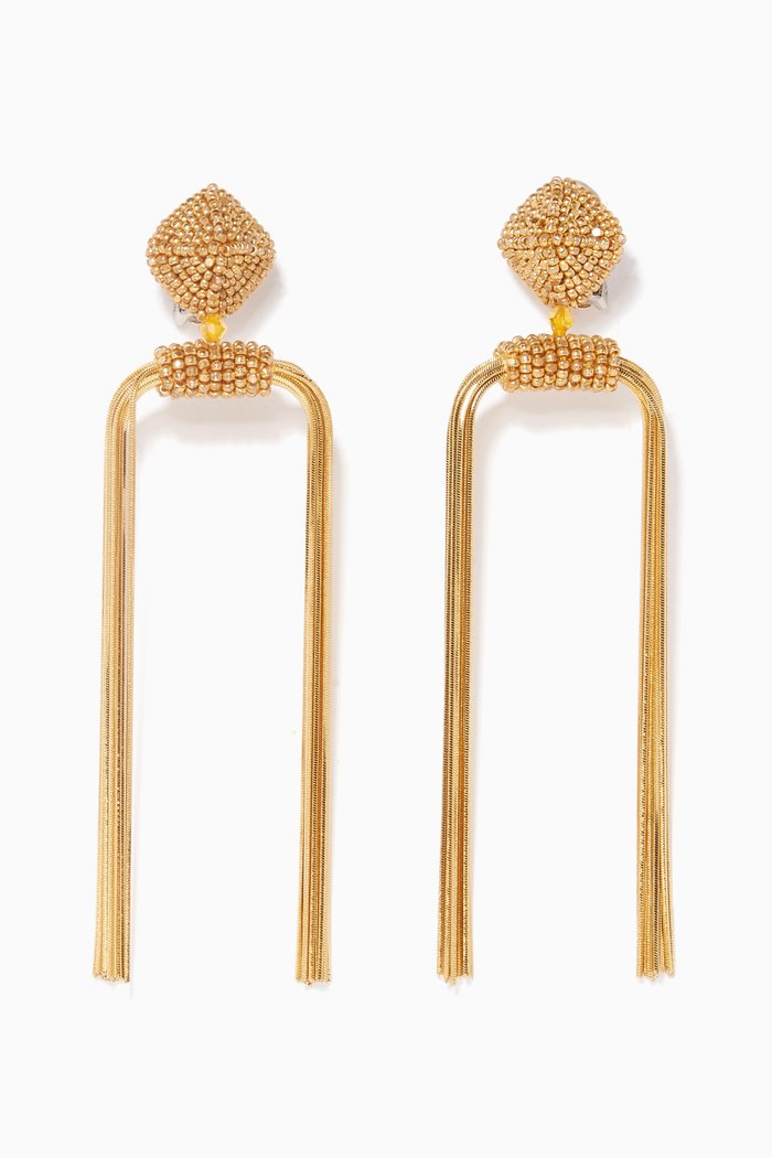 

Gold Dupio Metal-Tassel Earrings
