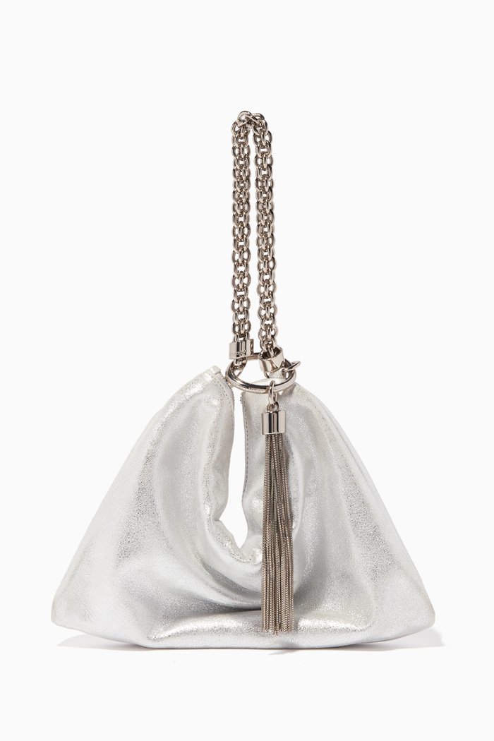 

Metallic-Silver Callie Leather Clutch