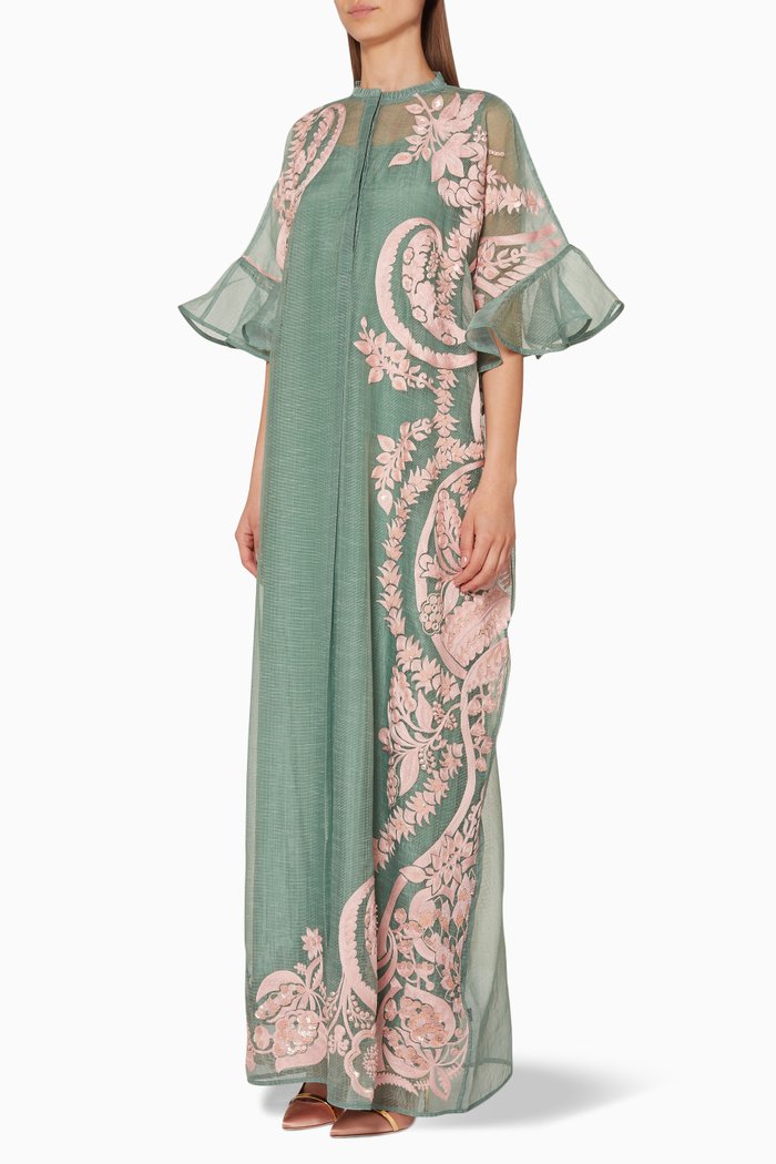 

Sage-Green & Nude Embellished Dress