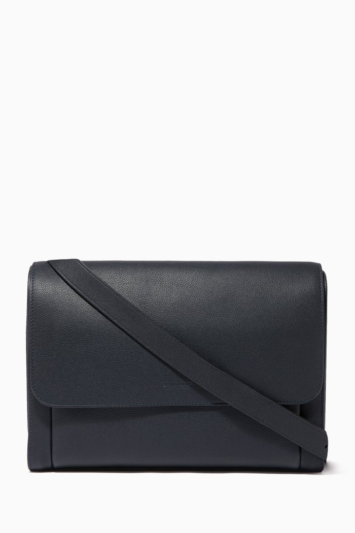 

Grainy Leather Business Bag, Blue
