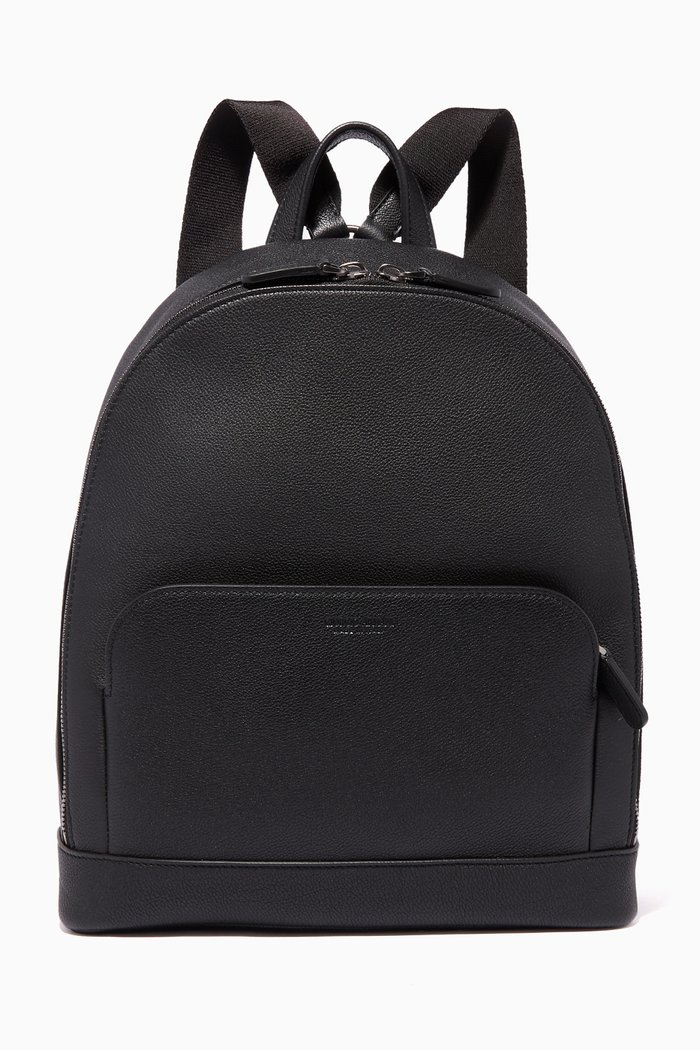 

Textured-Leather Business Backpack, Black