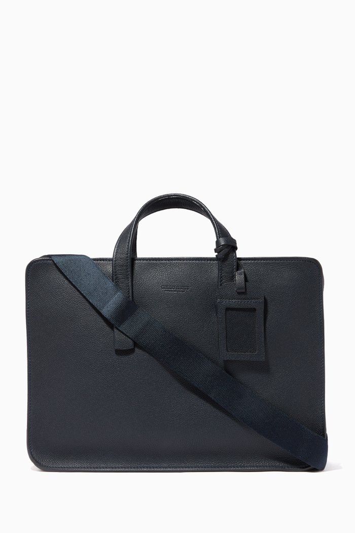 

Grainy Leather Business Laptop Bag, Blue