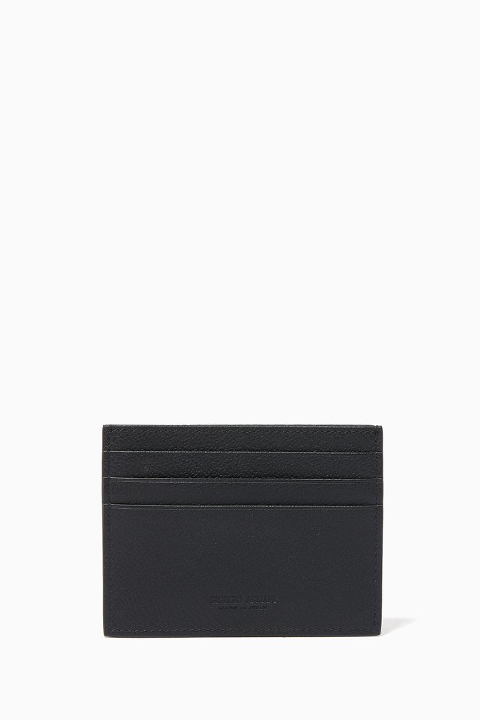 

Grained-Leather Cardholder, Black