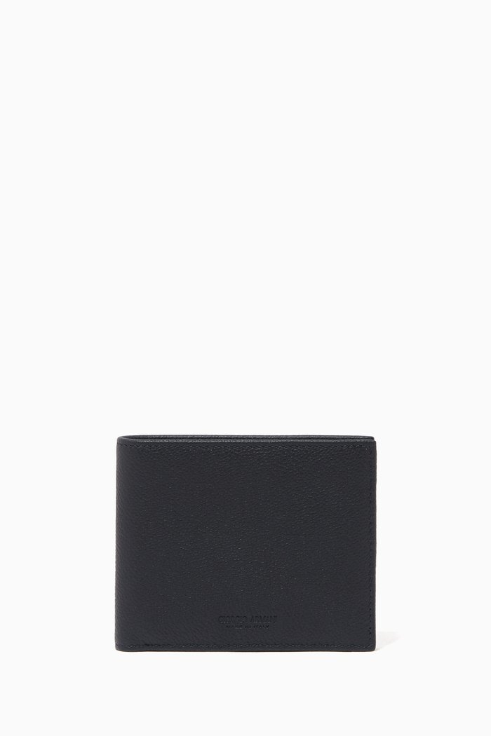 

Grainy Leather Bi-Fold Wallet, Blue
