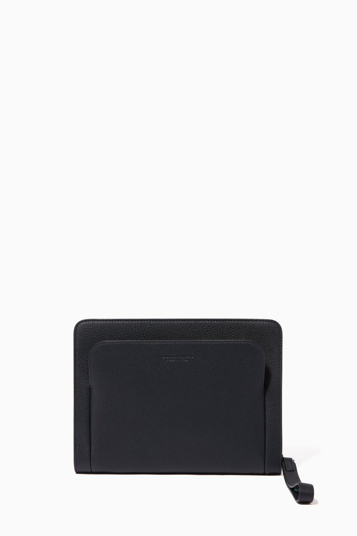 

Grainy Leather Business Money Bag, Blue