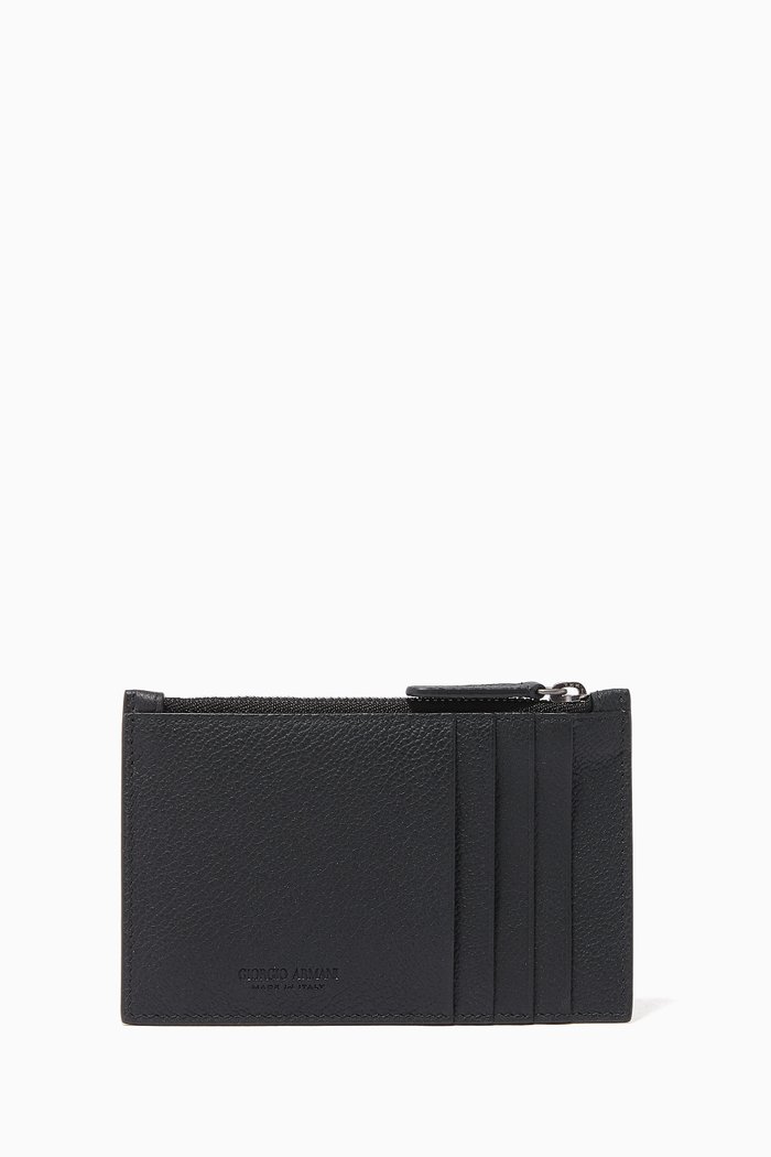 

Grained Leather Cardholder, Black