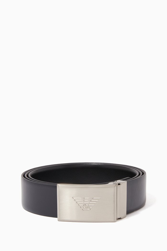 

Eagle Plaque Buckle Reversible Belt, Blue