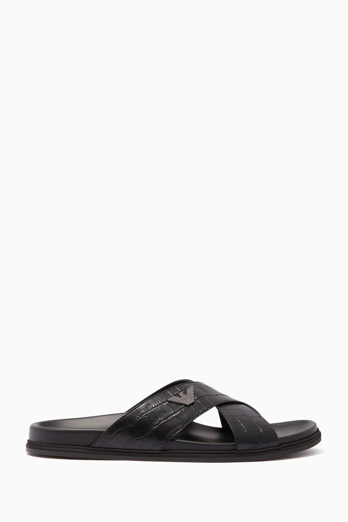 

Black Logo Leather Sandals