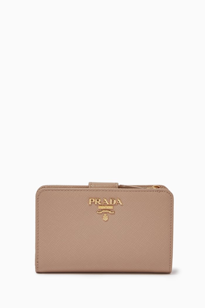 Small Wallet in Saffiano Leather, Neutral