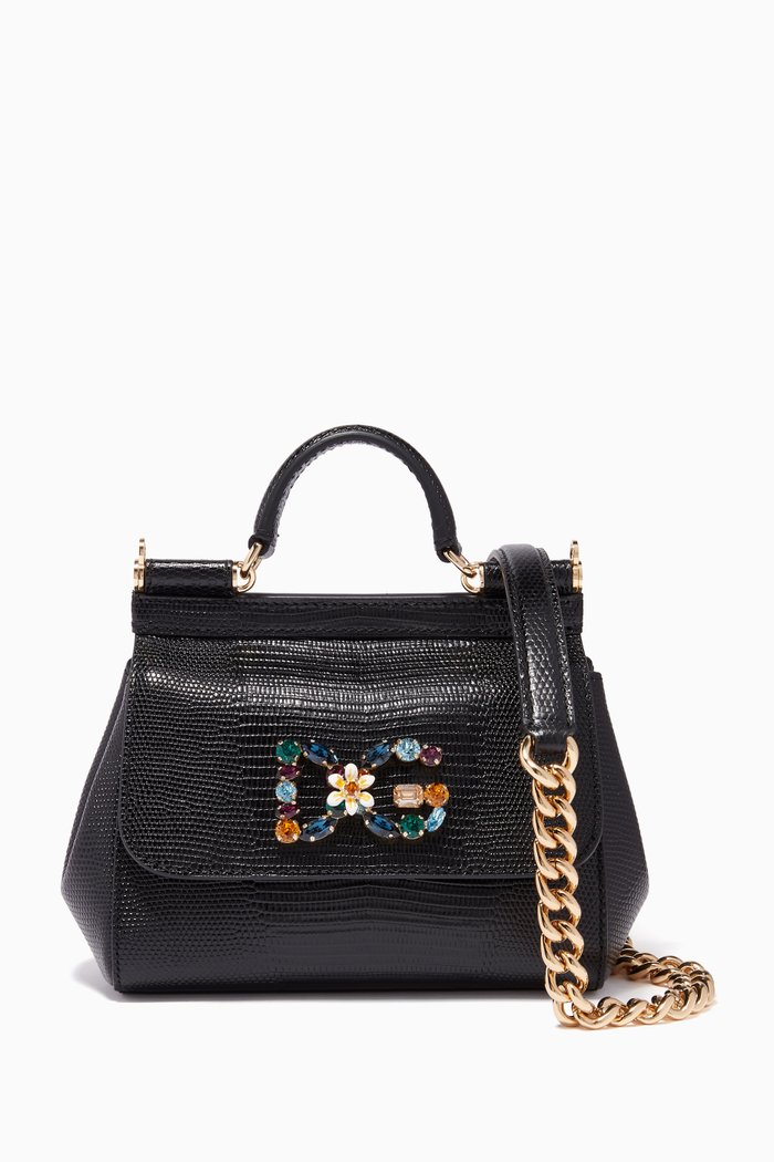 

Black Iguana-Effect Mini Sicily Bag