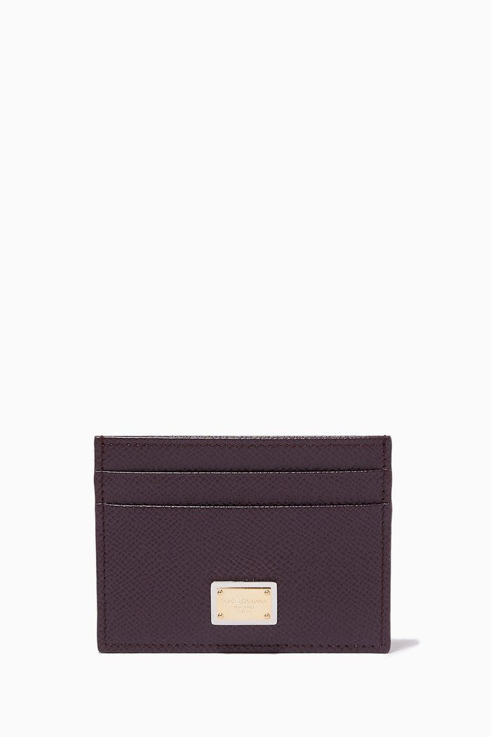 

DG Plate Card Case in Dauphine Leather, Burgundy