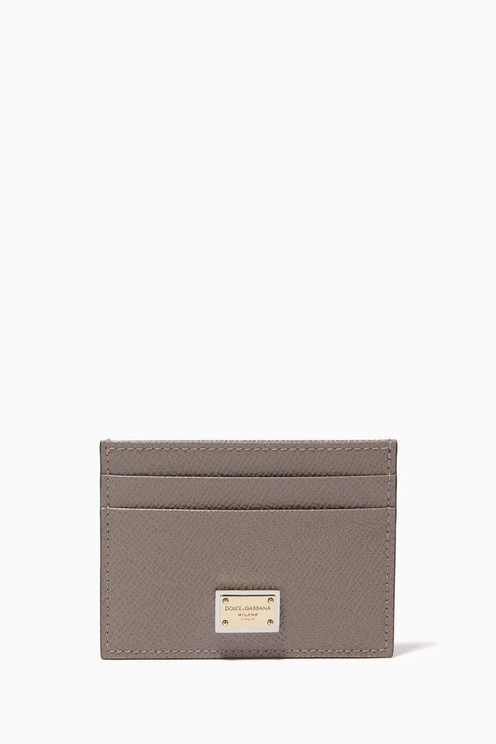 

DG Plate Card Case in Dauphine Leather, Grey
