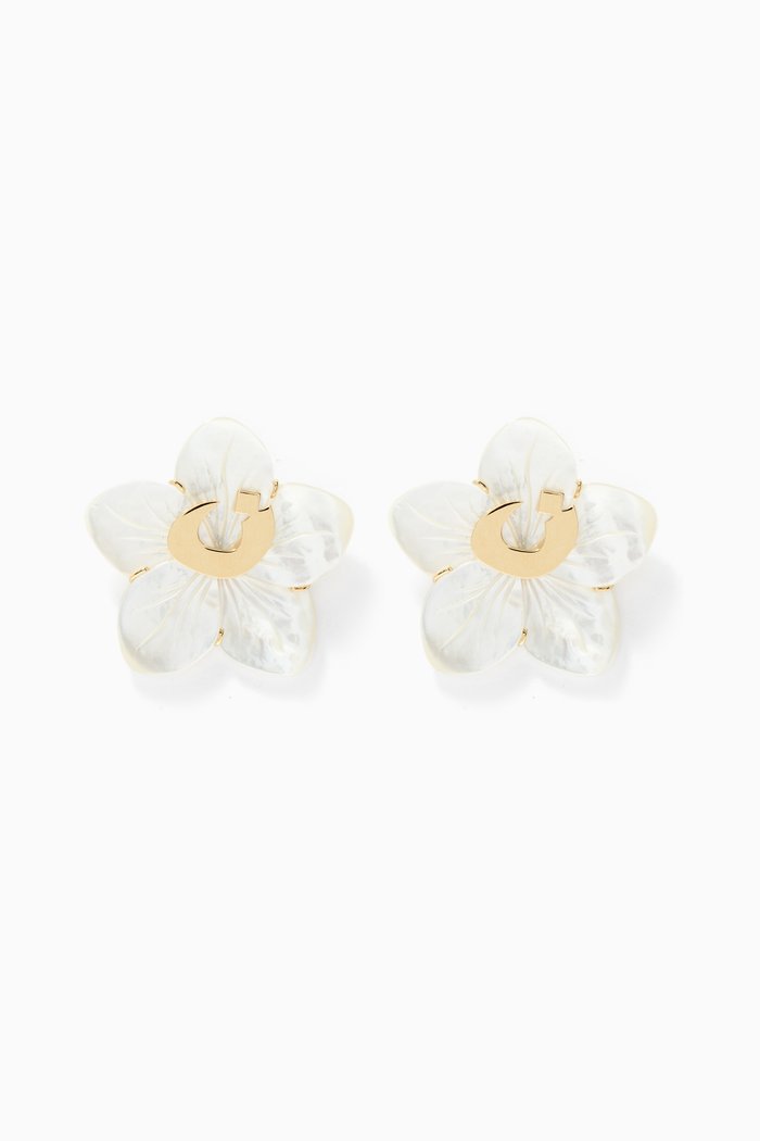 

Arabic N Letter Mother Of Pearl Earrings, Yellow