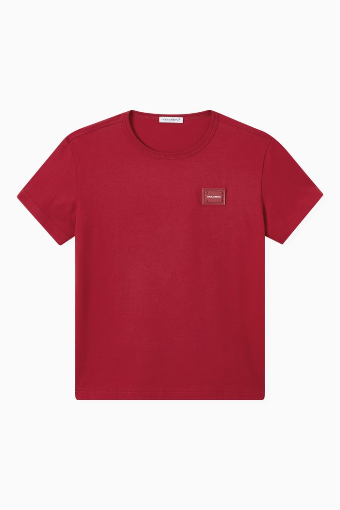Logo Patch T-shirt in Cotton Jersey, Red