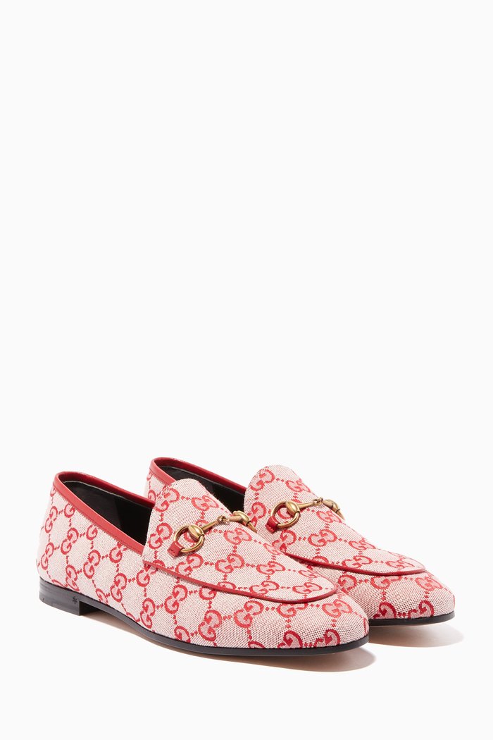 

Hibiscus-Red & Beige Jordaan Canvas GG Loafers