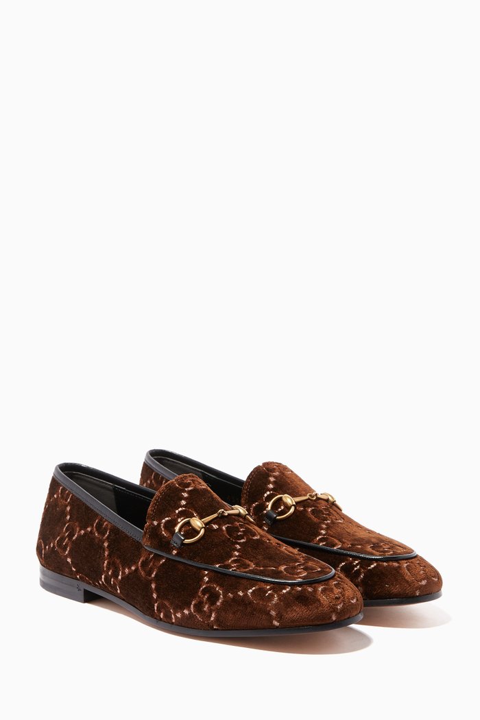 

Brown Jordaan Velvet GG Loafers