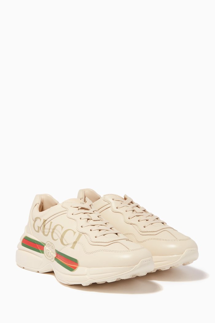 

Ivory Rhyton Gucci logo leather Sneakers, White