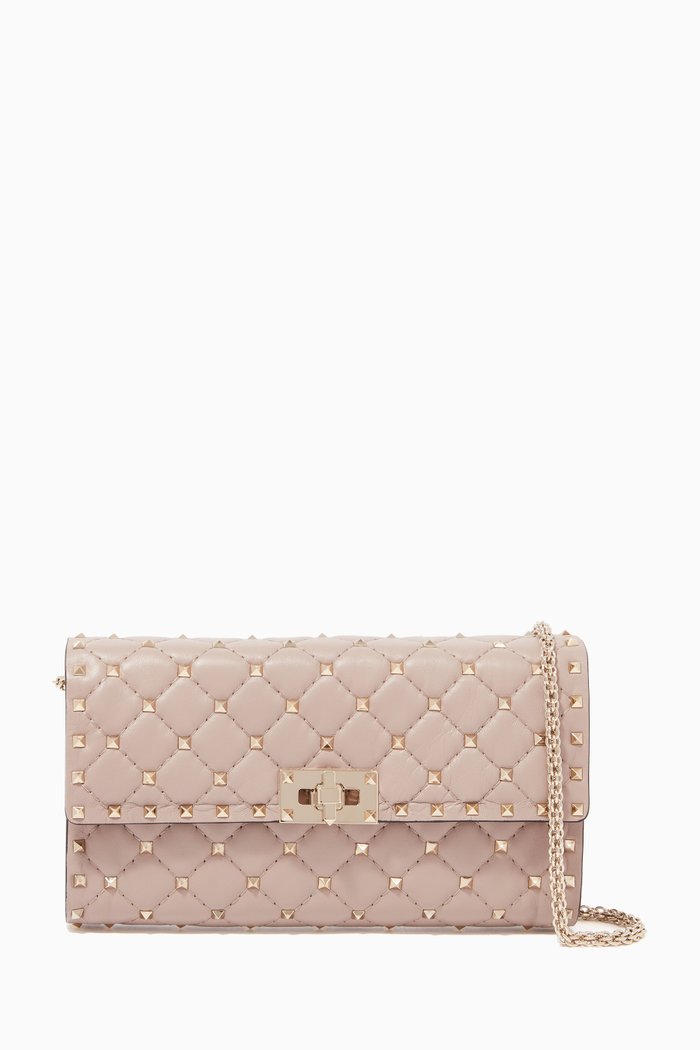 

Valentino Garavani Rockstud Leather Crossbody Bag, Neutral